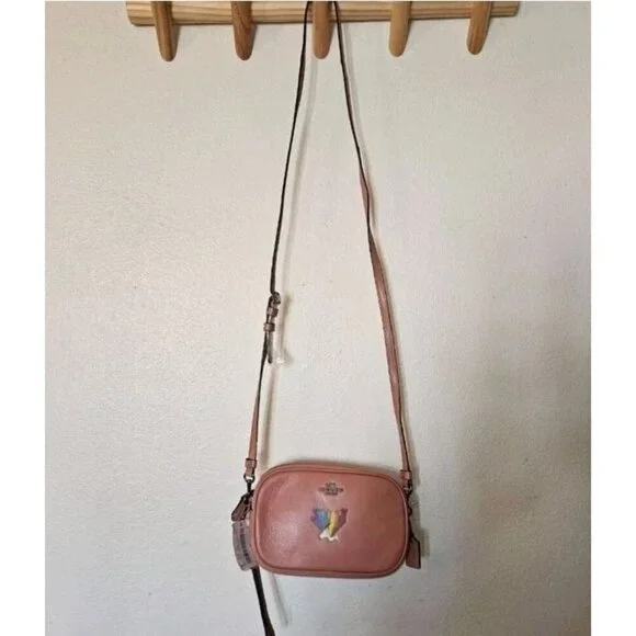 Coach x Peanuts Snoopy Rainbow Pink Leather Mini Crossbody Bag NWT F1777 Rare - Picture 2 of 14